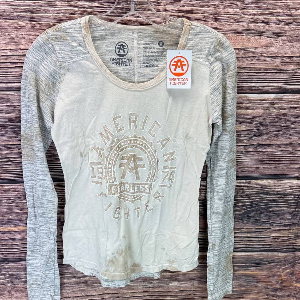 ⭐️NWT American fighter Alexander long sleeve panel scoop tee SZ XS. See pics
